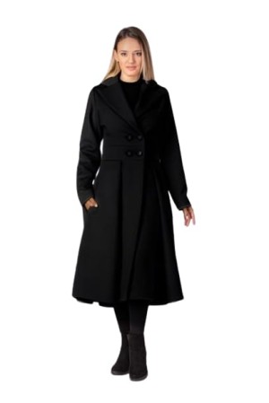 EUPHORIA WARDROBE Winter Jacket for Women, Overcoat, Long Dress Coat, Full Sleeve Polyester Double Breasted Coat