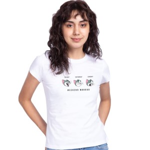 Bewakoof Women's Printed 100% Cotton T-Shirt - Slim Fit, Round Neck, Half Sleeves